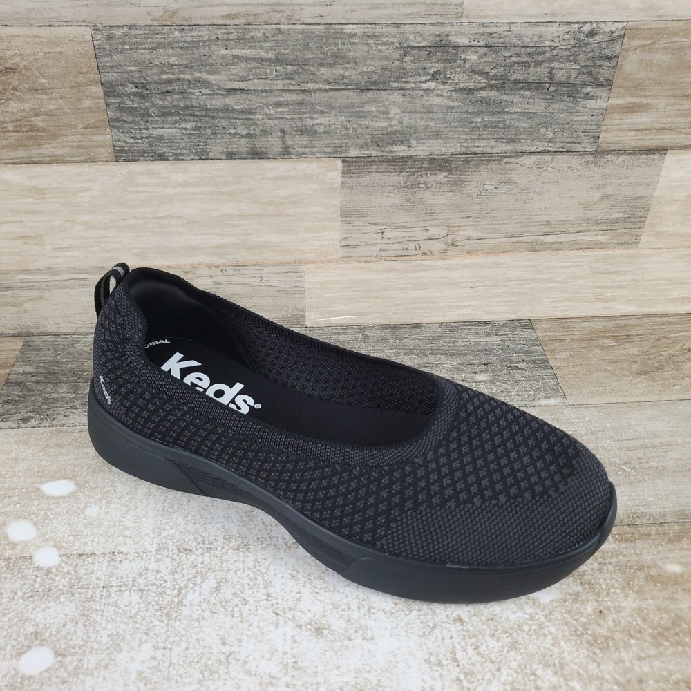 Keds Blisswalk Skimmer Womens Shoes Sz 7.5 Wide Black Knit Round Toe Slip On - Picture 1 of 12